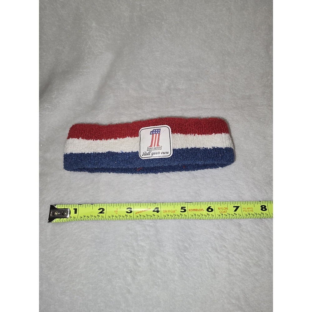 Vintage 90s Harley Davidson Motorcycles Rare Red White Blue Patriotic Sweat Band